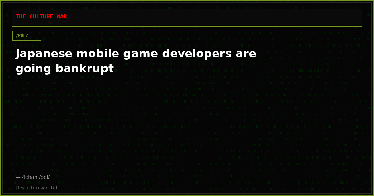 Japanese mobile game developers are going bankrupt