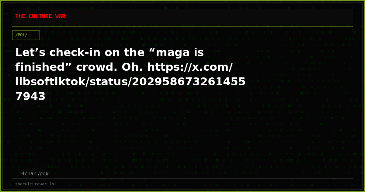 Let’s check-in on the “maga is finished” crowd. Oh. https://x.com/libsoftiktok/status/2029586732614557943