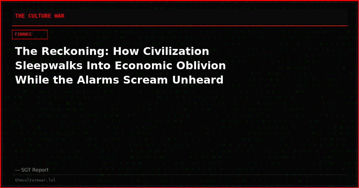 The Reckoning: How Civilization Sleepwalks Into Economic Oblivion While the Alarms Scream Unheard
