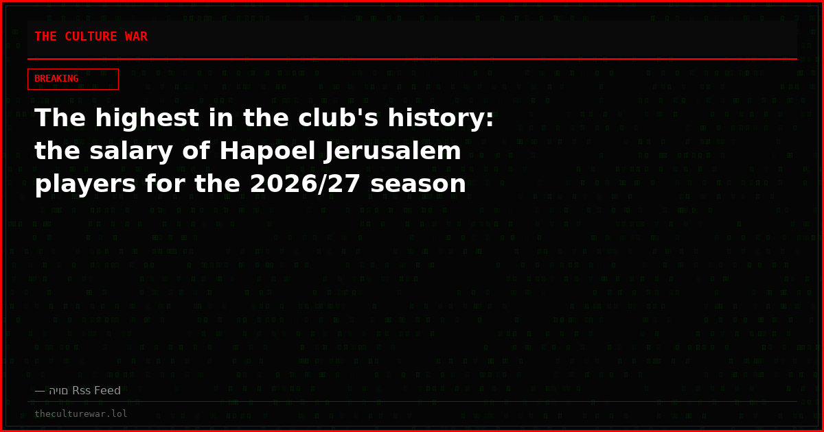 The highest in the club's history: the salary of Hapoel Jerusalem players for the 2026/27 season