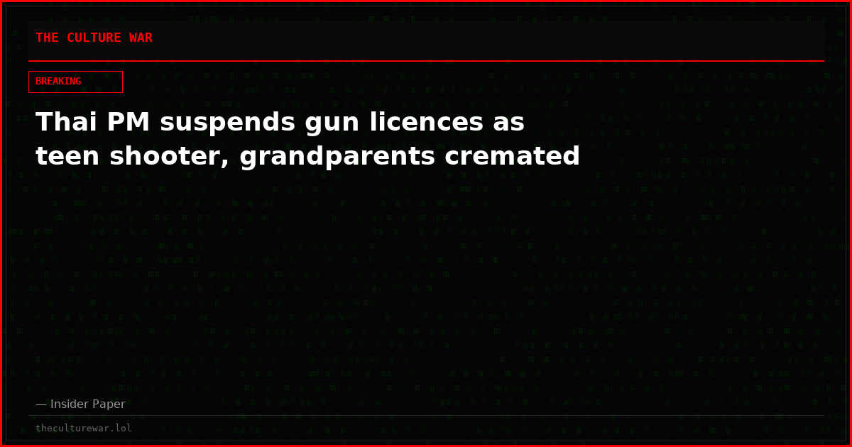 Thai PM suspends gun licences as teen shooter, grandparents cremated
