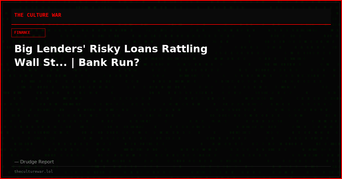 Big Lenders' Risky Loans Rattling Wall St... | Bank Run?