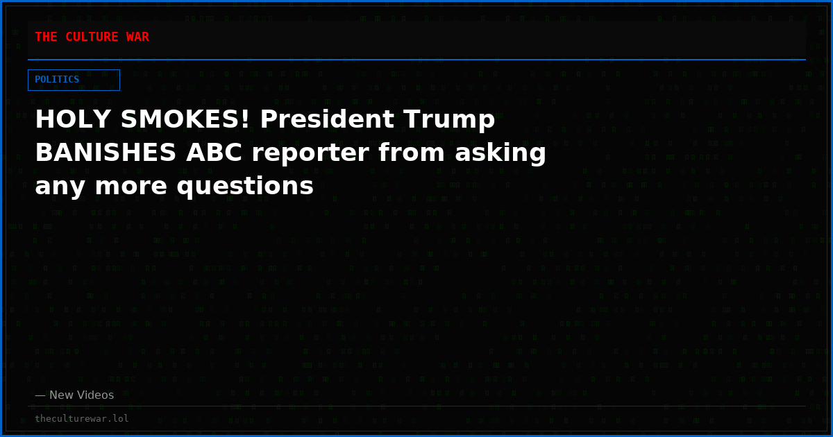HOLY SMOKES! President Trump BANISHES ABC reporter from asking any more questions