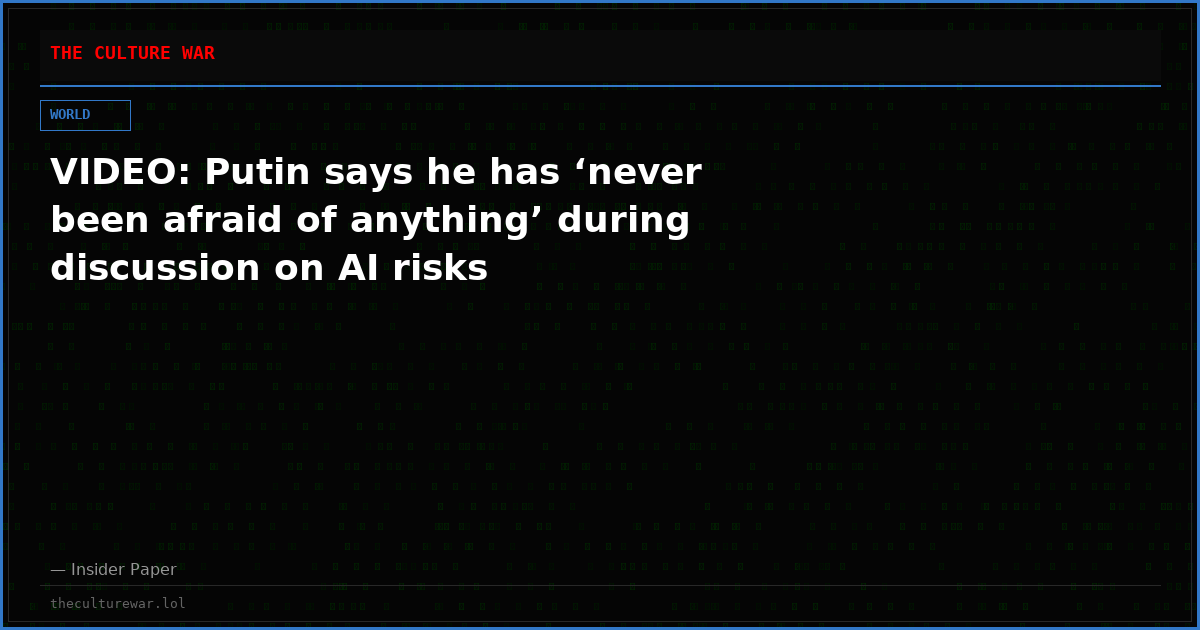 VIDEO: Putin says he has ‘never been afraid of anything’ during discussion on AI risks