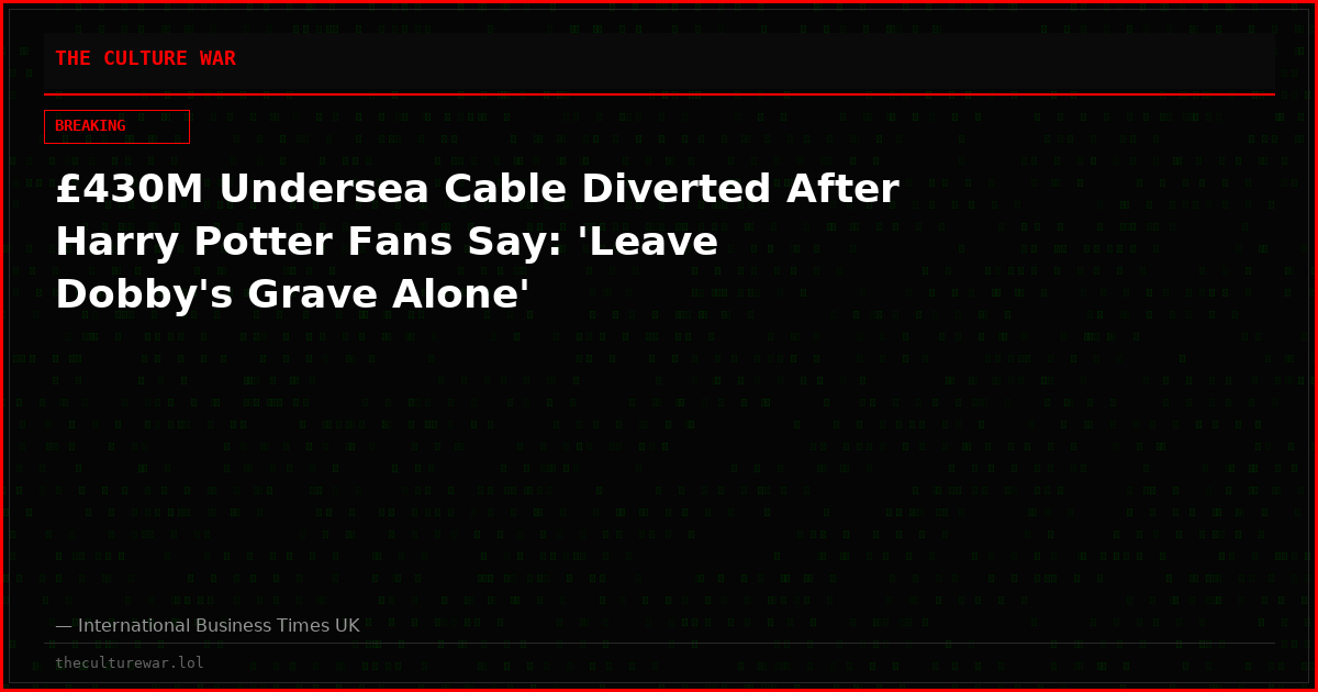 £430M Undersea Cable Diverted After Harry Potter Fans Say: 'Leave Dobby's Grave Alone'