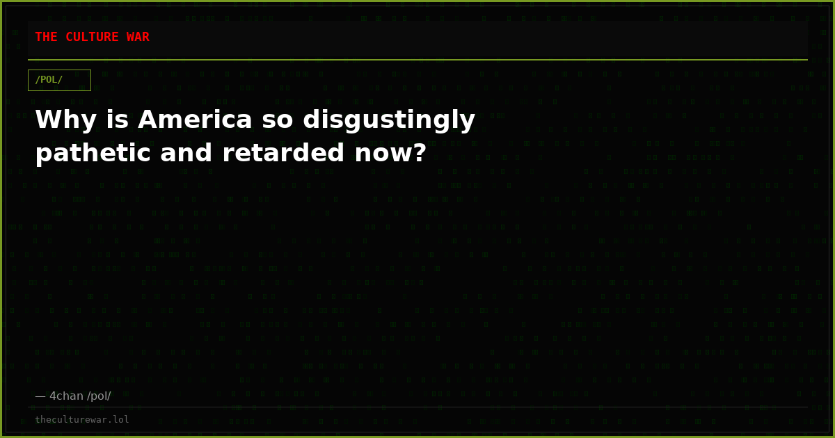 Why is America so disgustingly pathetic and retarded now?