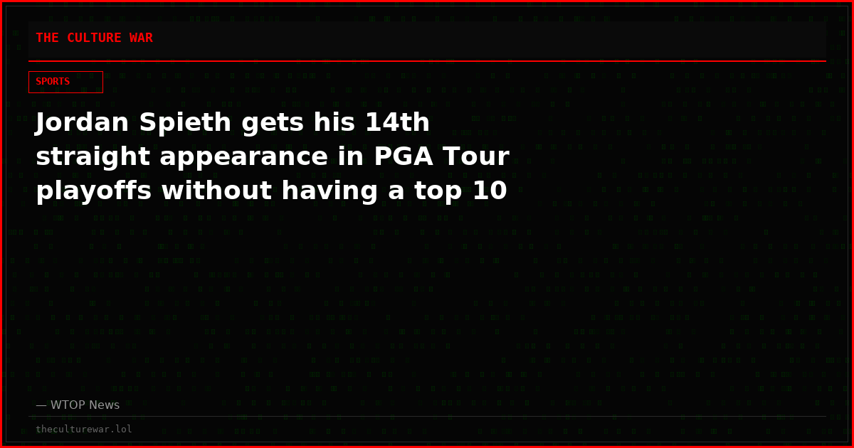 Jordan Spieth gets his 14th straight appearance in PGA Tour playoffs without having a top 10