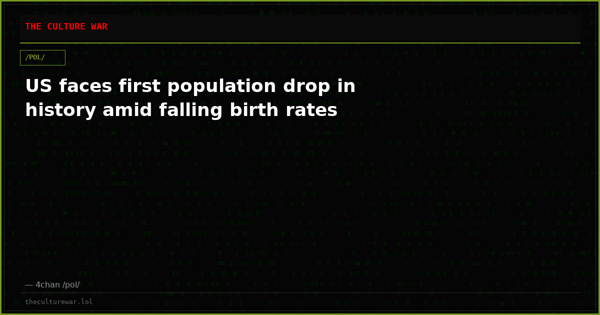 US faces first population drop in history amid falling birth rates
