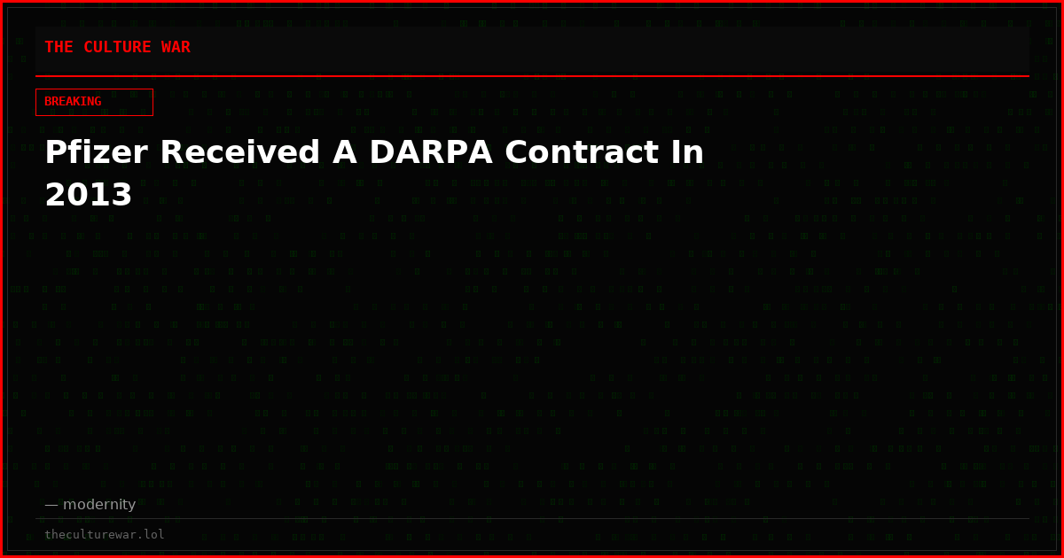 Pfizer Received A DARPA Contract In 2013