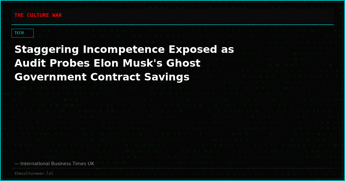 Staggering Incompetence Exposed as Audit Probes Elon Musk's Ghost Government Contract Savings