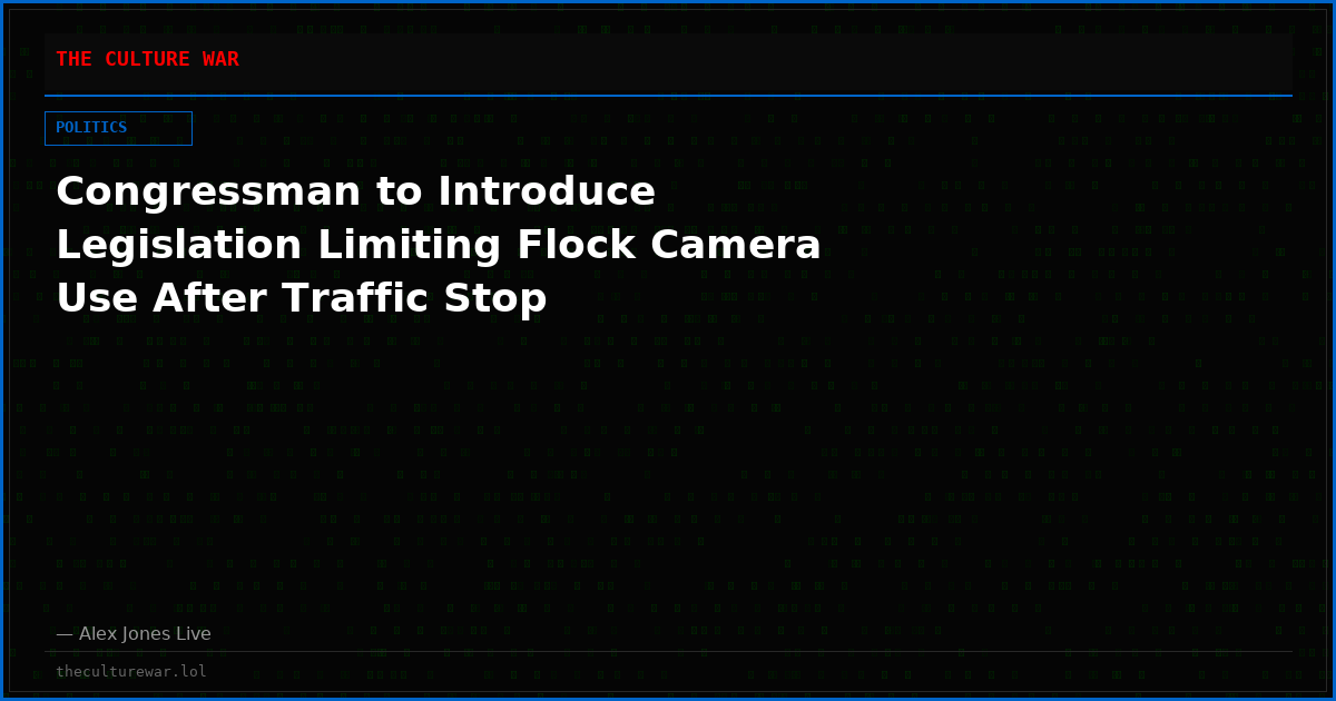 Congressman to Introduce Legislation Limiting Flock Camera Use After Traffic Stop