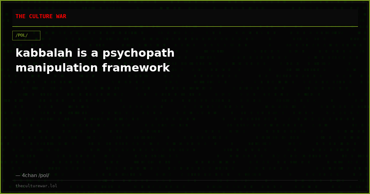 kabbalah is a psychopath manipulation framework