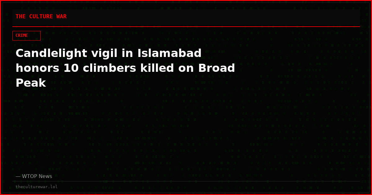 Candlelight vigil in Islamabad honors 10 climbers killed on Broad Peak