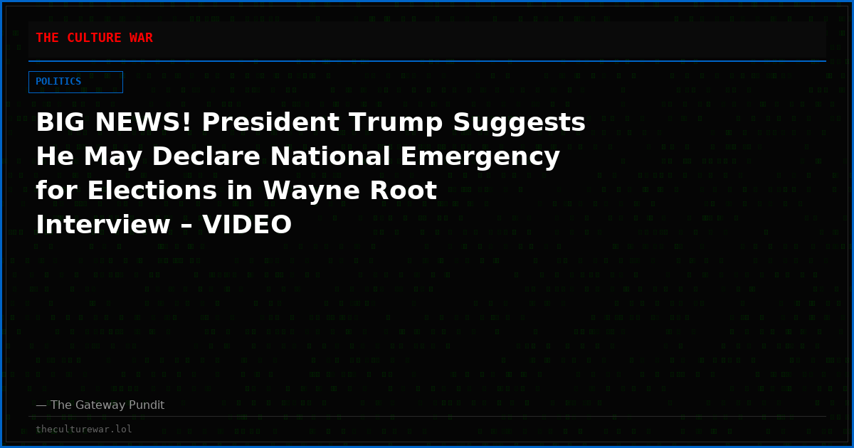 BIG NEWS! President Trump Suggests He May Declare National Emergency for Elections in Wayne Root Interview – VIDEO