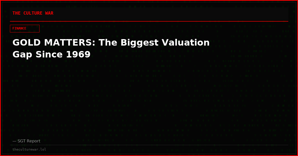 GOLD MATTERS: The Biggest Valuation Gap Since 1969