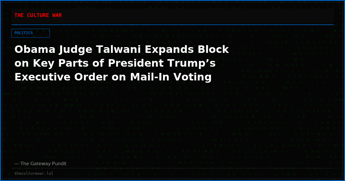 Obama Judge Talwani Expands Block on Key Parts of President Trump’s Executive Order on Mail-In Voting