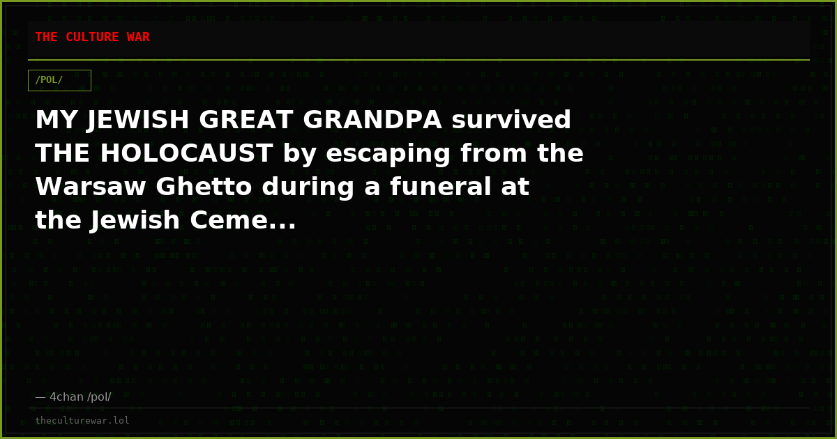 MY JEWISH GREAT GRANDPA survived THE HOLOCAUST by escaping from the Warsaw Ghetto during a funeral at the Jewish Ceme...