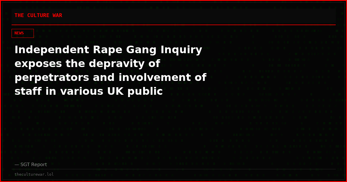 Independent Rape Gang Inquiry exposes the depravity of perpetrators and involvement of staff in various UK public institutions