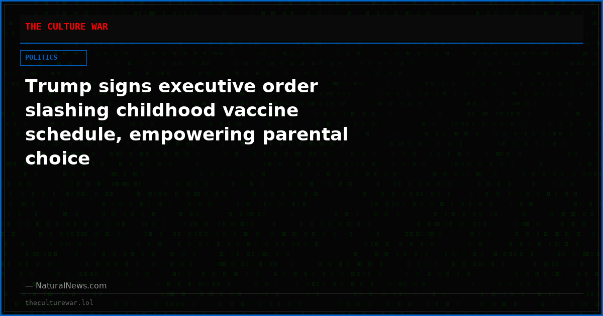 Trump signs executive order slashing childhood vaccine schedule, empowering parental choice