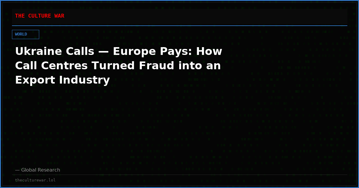 Ukraine Calls — Europe Pays: How Call Centres Turned Fraud into an Export Industry