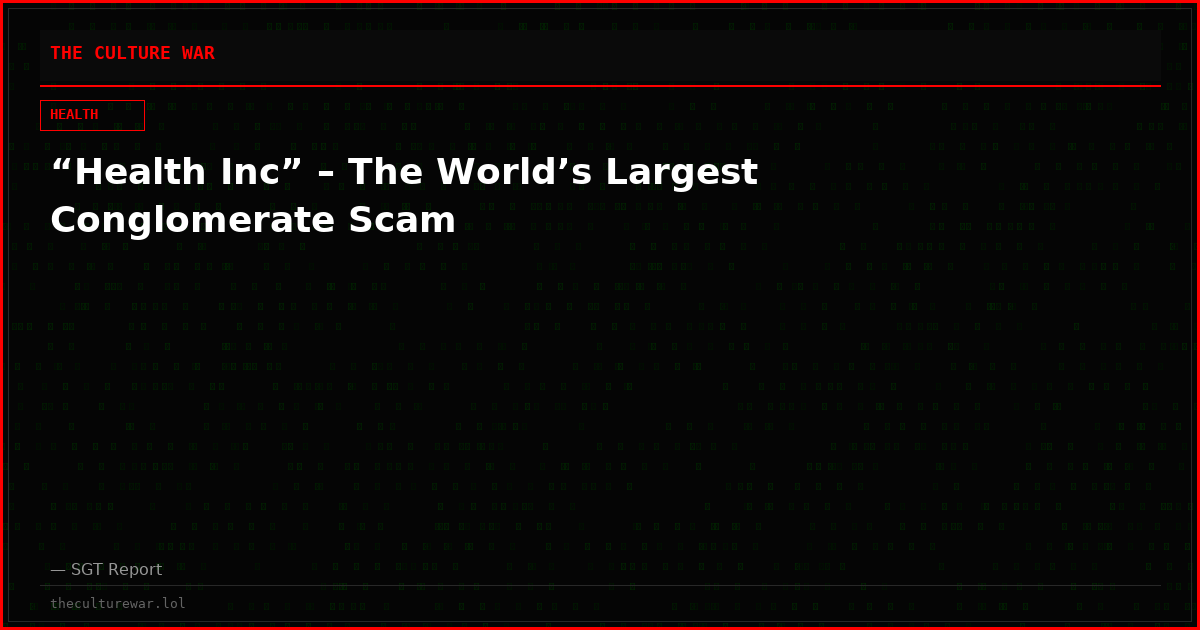 “Health Inc” – The World’s Largest Conglomerate Scam