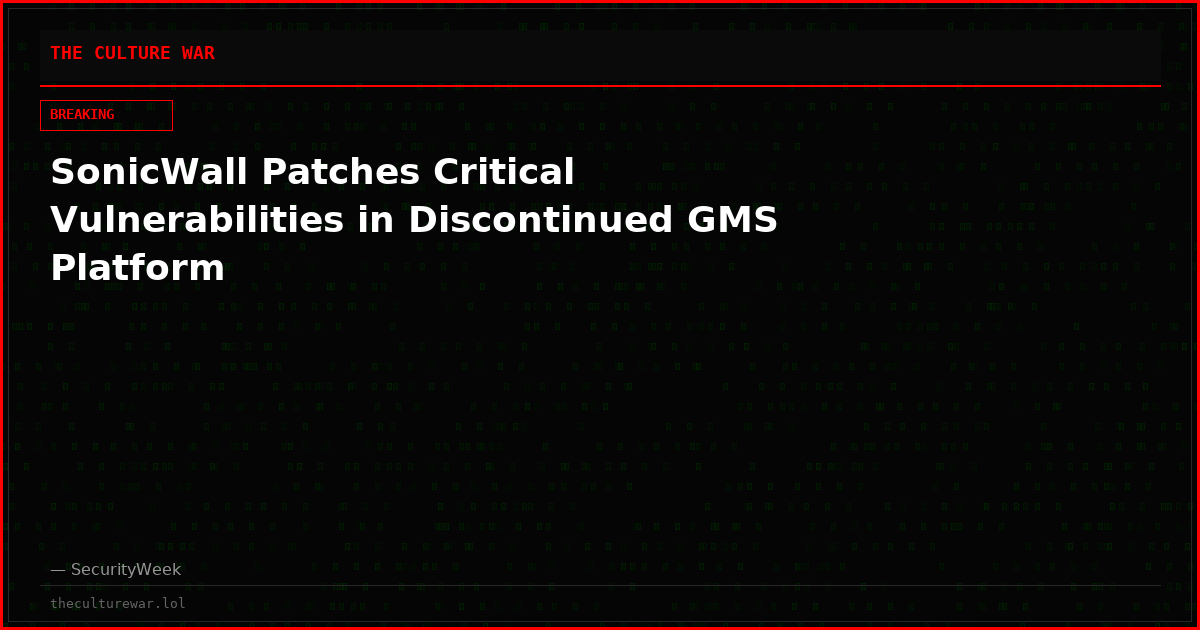 SonicWall Patches Critical Vulnerabilities in Discontinued GMS Platform
