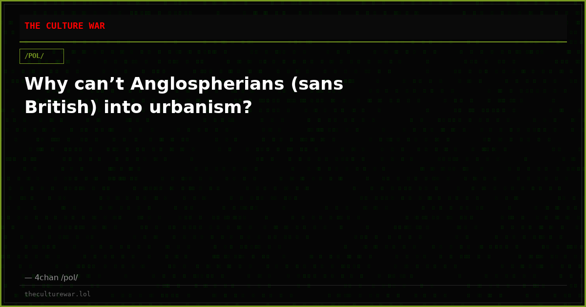Why can’t Anglospherians (sans British) into urbanism?