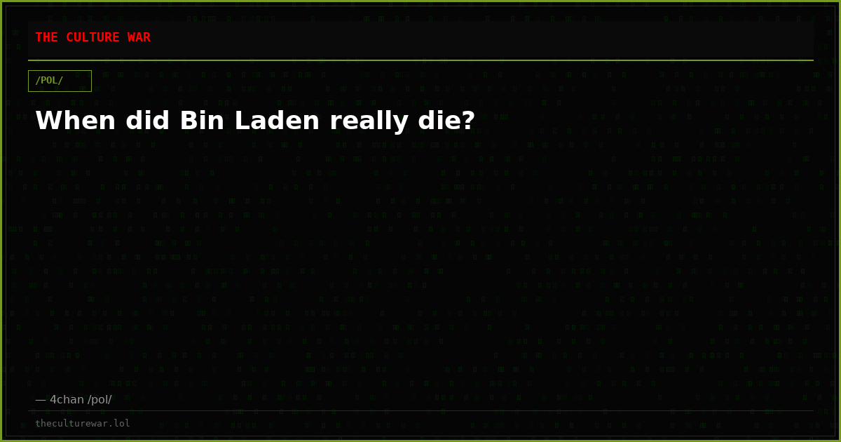 When did Bin Laden really die?