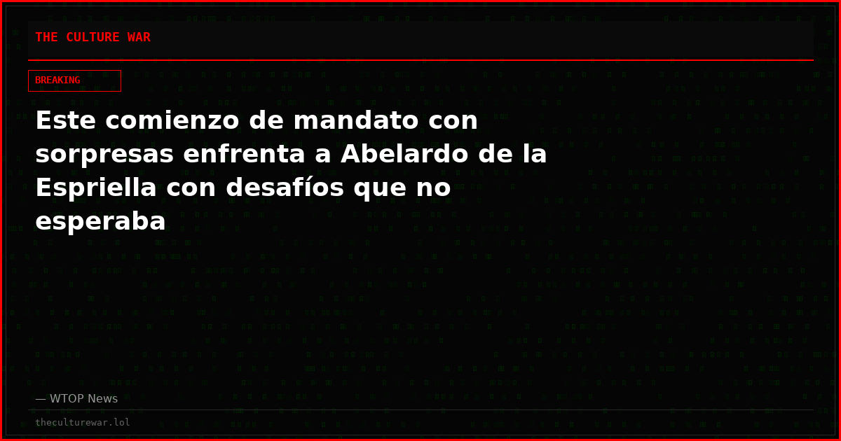 Este comienzo de mandato con sorpresas enfrenta a Abelardo de la Espriella con desafíos que no esperaba