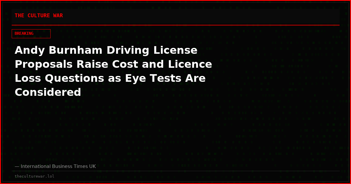 Andy Burnham Driving License Proposals Raise Cost and Licence Loss Questions as Eye Tests Are Considered