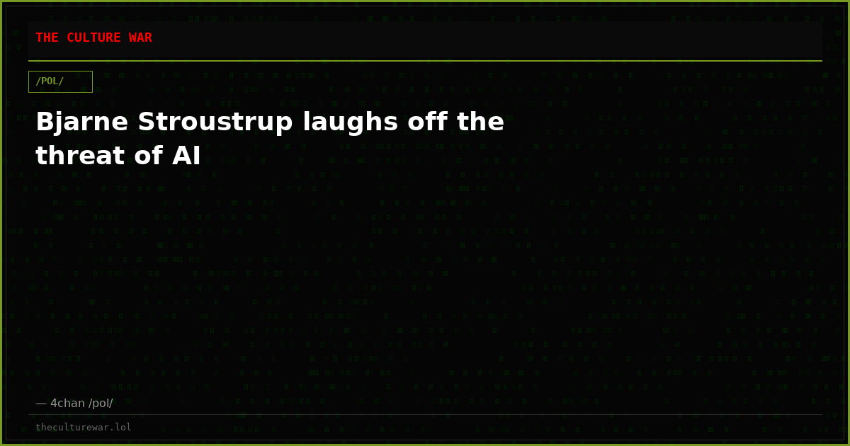 Bjarne Stroustrup laughs off the threat of AI