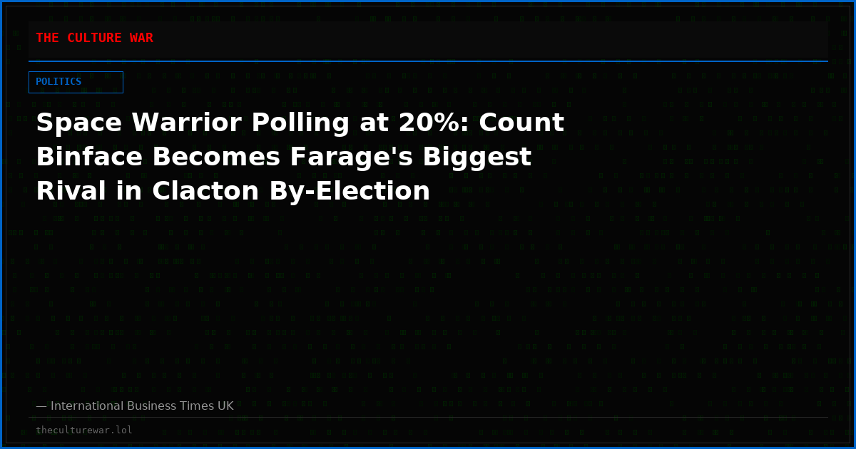 Space Warrior Polling at 20%: Count Binface Becomes Farage's Biggest Rival in Clacton By-Election