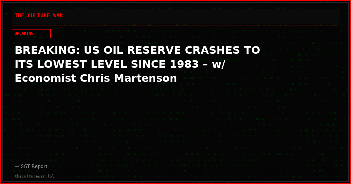 BREAKING: US OIL RESERVE CRASHES TO ITS LOWEST LEVEL SINCE 1983 – w/ Economist Chris Martenson