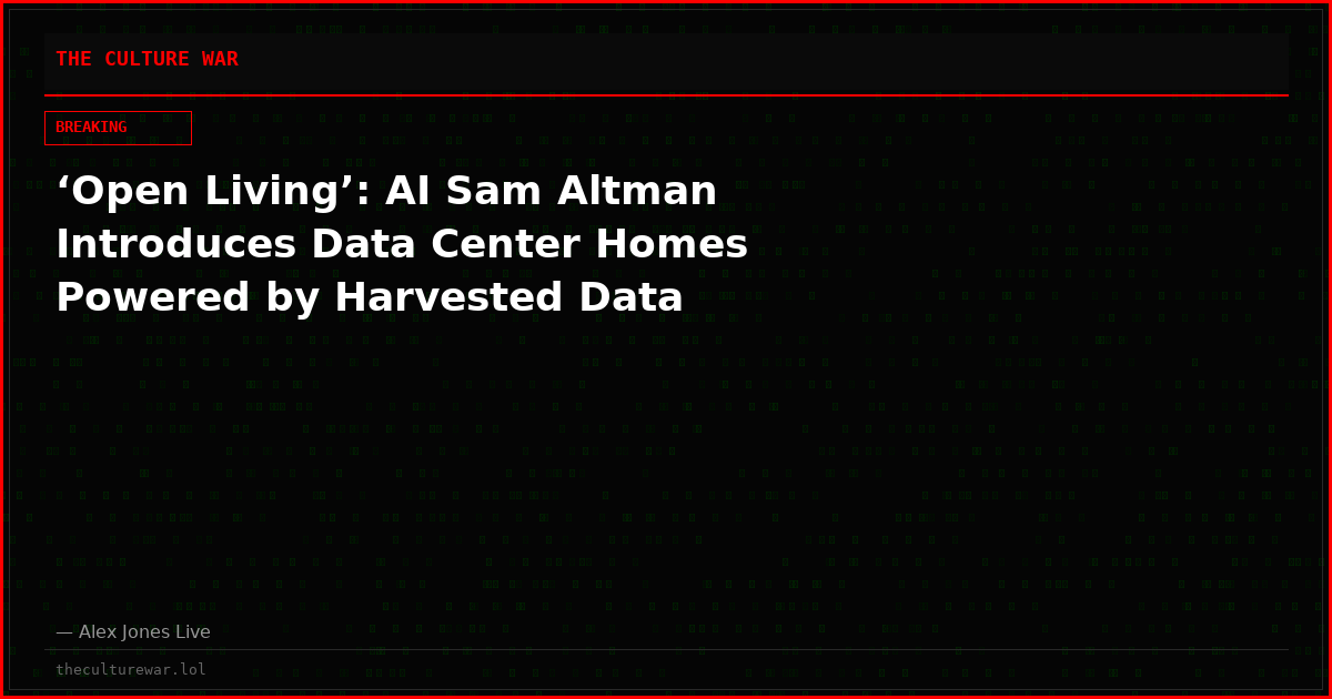 ‘Open Living’: AI Sam Altman Introduces Data Center Homes Powered by Harvested Data