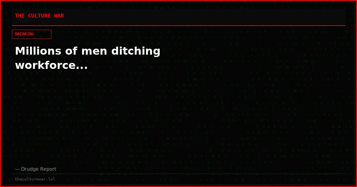 Millions of men ditching workforce...