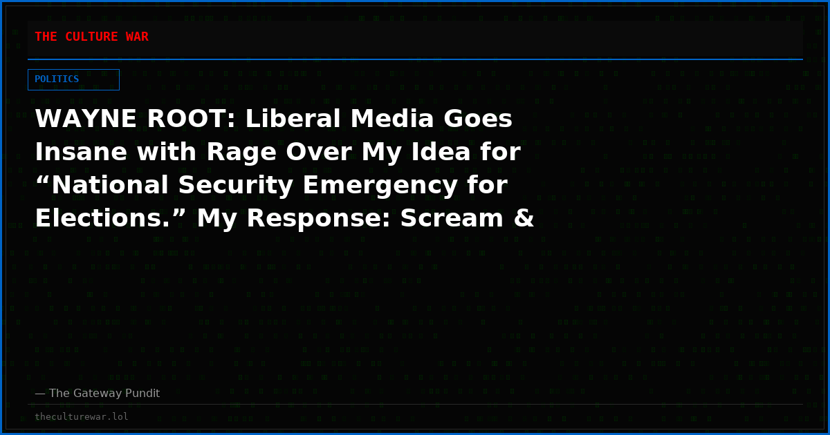 WAYNE ROOT: Liberal Media Goes Insane with Rage Over My Idea for “National Security Emergency for Elections.” My Response: Scream & Attack All You Want. You Can’t Stop It. It’s Foolproof. Here are the Facts.