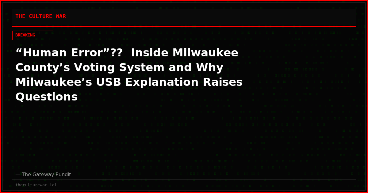 “Human Error”??  Inside Milwaukee County’s Voting System and Why Milwaukee’s USB Explanation Raises Questions