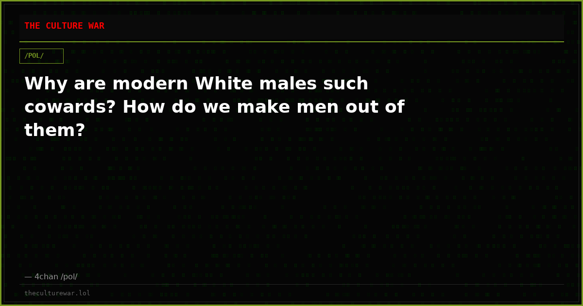 Why are modern White males such cowards? How do we make men out of them?
