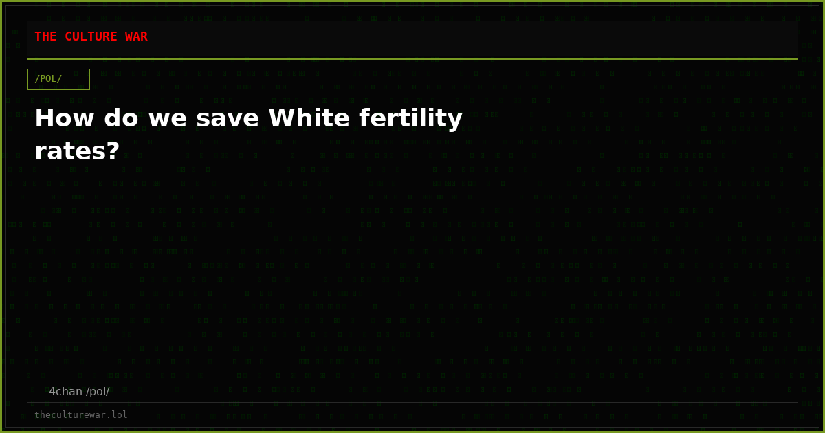 How do we save White fertility rates?