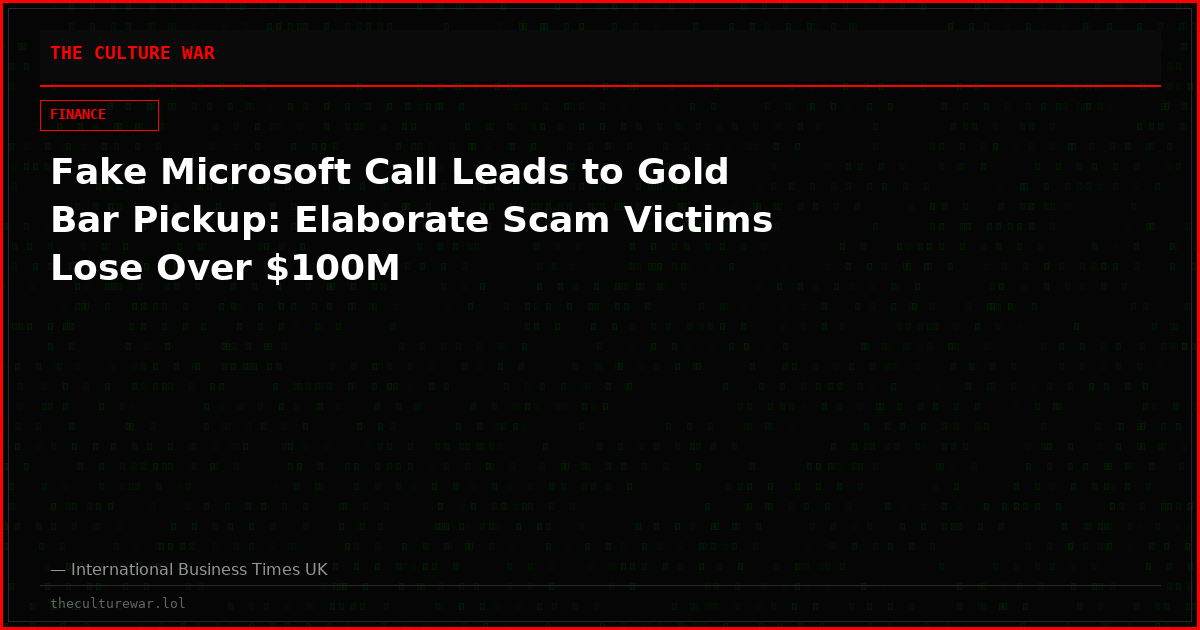 Fake Microsoft Call Leads to Gold Bar Pickup: Elaborate Scam Victims Lose Over $100M