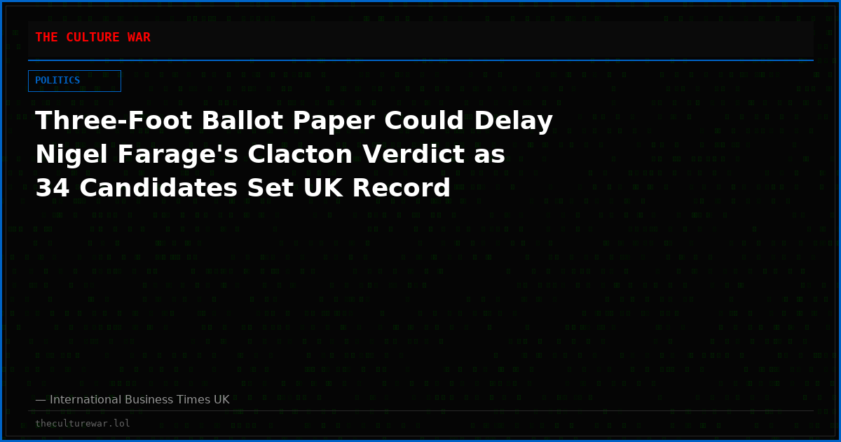 Three-Foot Ballot Paper Could Delay Nigel Farage's Clacton Verdict as 34 Candidates Set UK Record