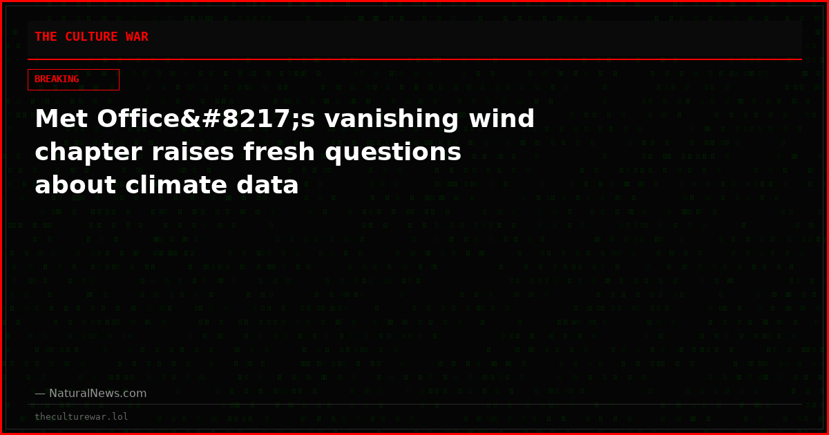 Met Office’s vanishing wind chapter raises fresh questions about climate data