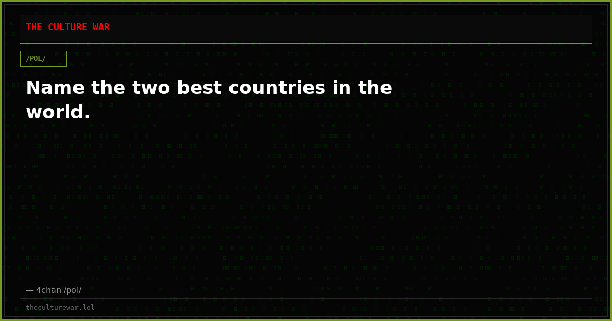 Name the two best countries in the world.