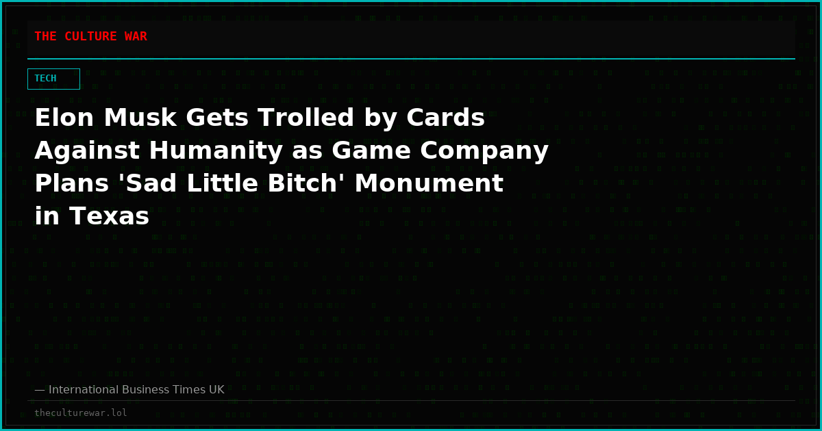 Elon Musk Gets Trolled by Cards Against Humanity as Game Company Plans 'Sad Little Bitch' Monument in Texas