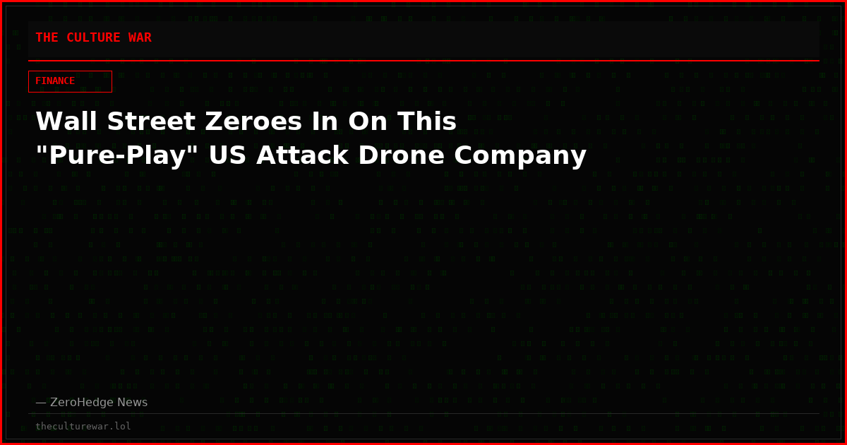 Wall Street Zeroes In On This "Pure-Play" US Attack Drone Company