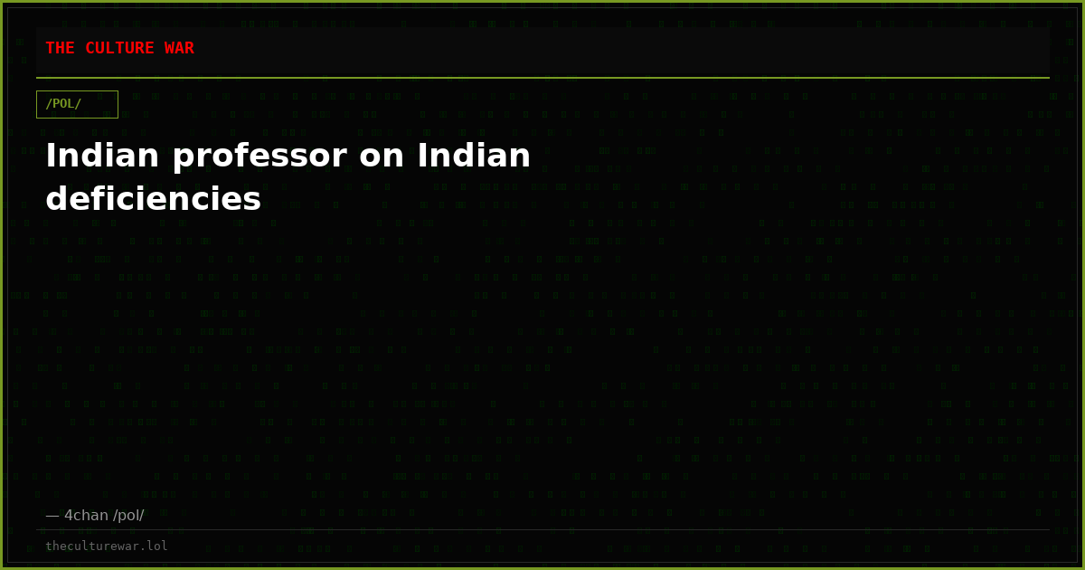 Indian professor on Indian deficiencies