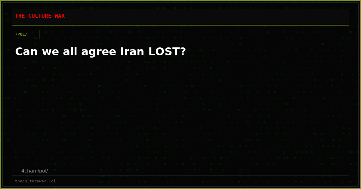 Can we all agree Iran LOST?