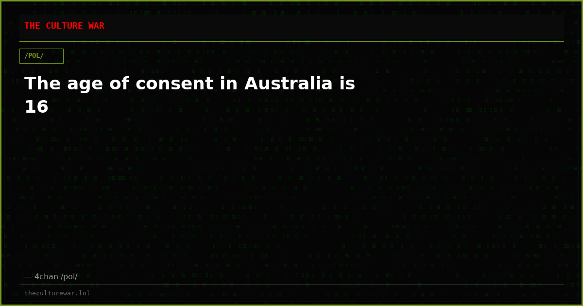 The age of consent in Australia is 16