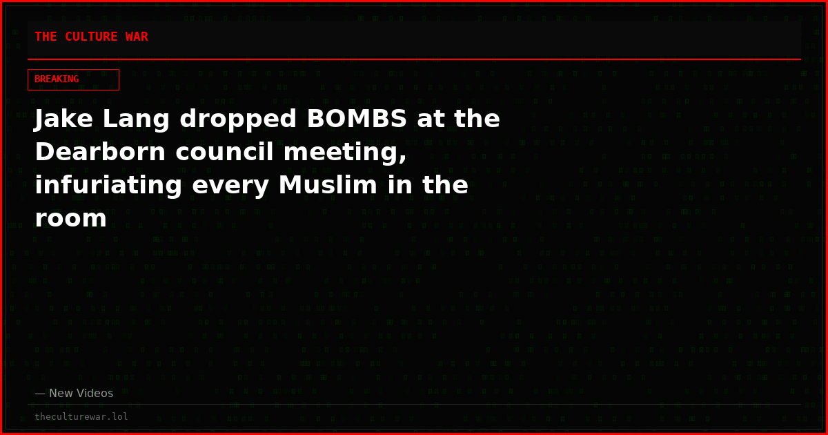 Jake Lang dropped BOMBS at the Dearborn council meeting, infuriating every Muslim in the room