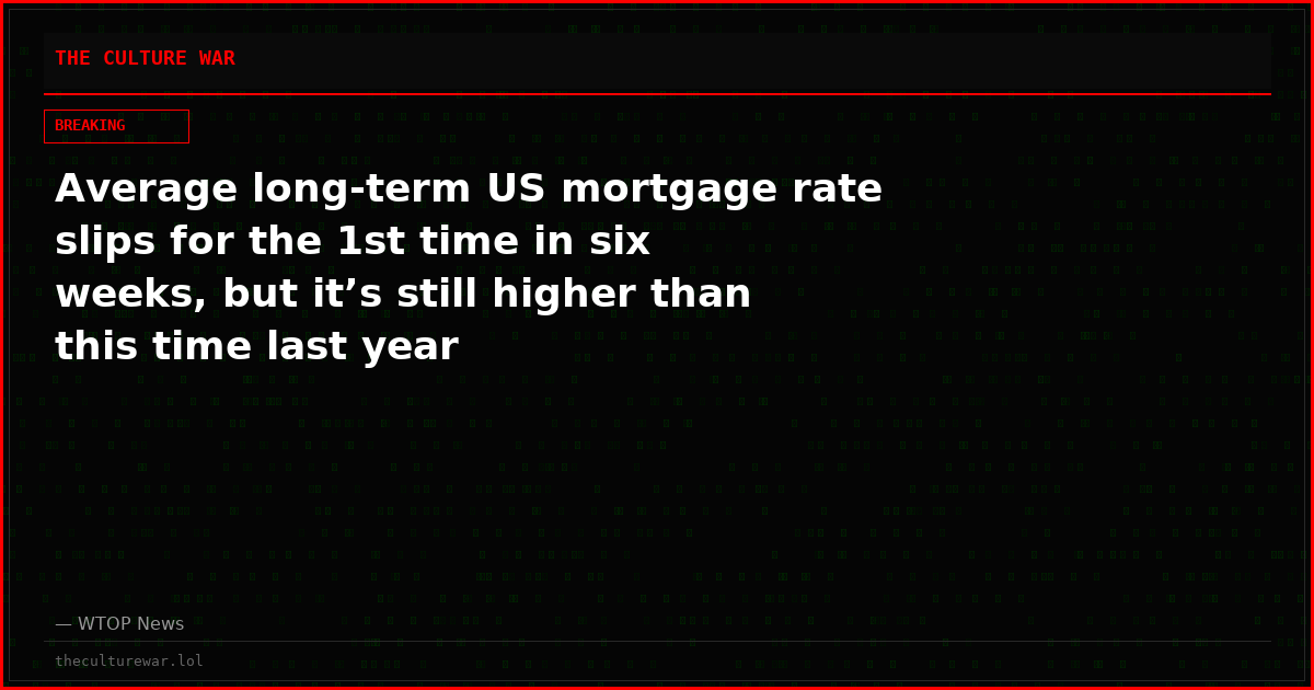 Average long-term US mortgage rate slips for the 1st time in six weeks, but it’s still higher than this time last year